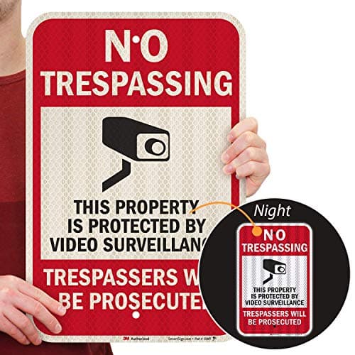 SmartSign - T1-1074-HI_12x18 “No Trespassing - This Property is Protected by Video Surveillance, Trespassers Will Be Prosecuted” Sign | 12" x 18" 3M High Intensity Grade Reflective Aluminum