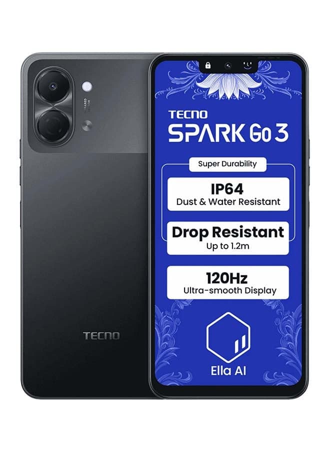 Spark Go 3 4G 128GB 4GB RAM Ink Black Dual Sim Smartphone Global Version