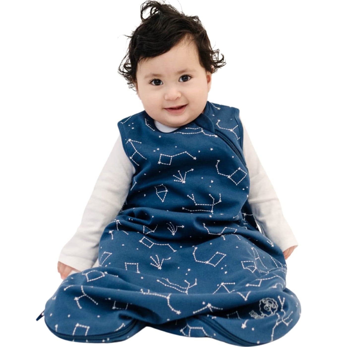 Woolino Merino Wool and Organic Cotton Baby Sleeping Bag 4 Season Classic Sleep Sack for Baby TwoWay Zipper Sleeping Bag for Toddler 1836 Months Night Sky