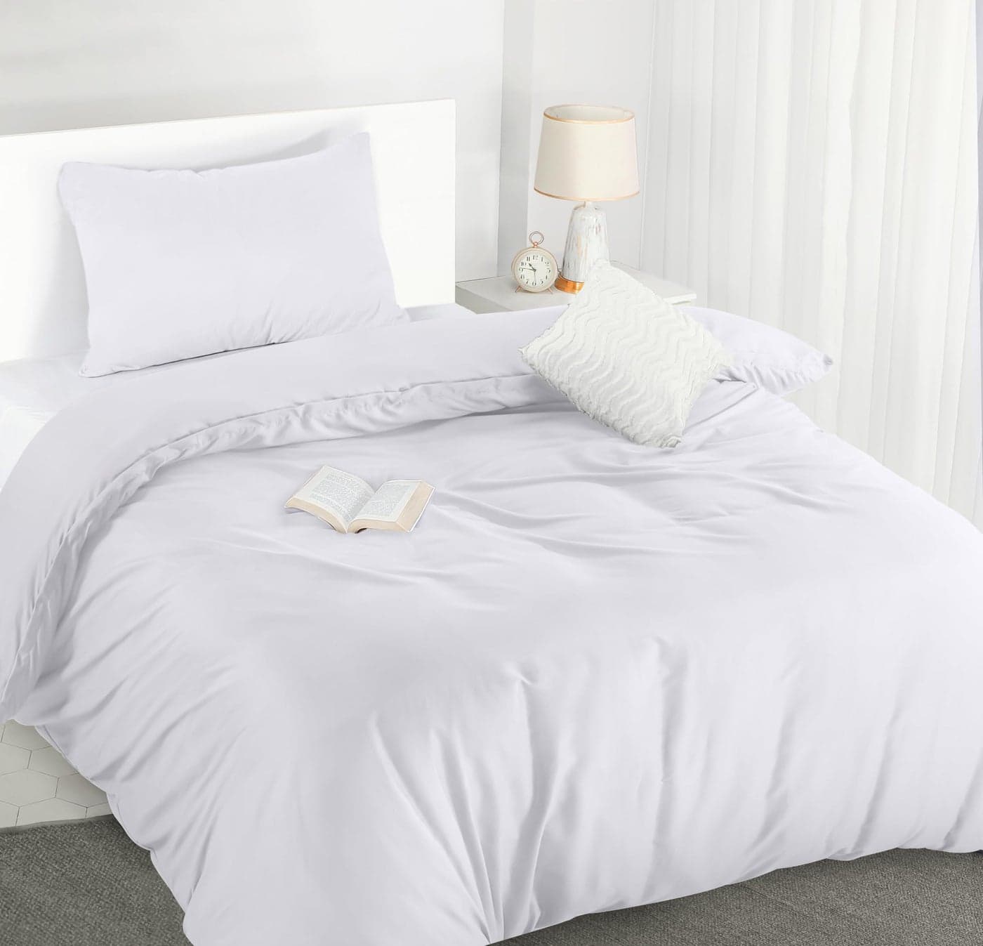 Utopia Bedding Single Duvet Cover Sets Soft Microfibre Polyester Duvet Cover with Pillow case Bedding Quilt Cover Set White