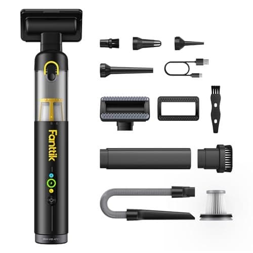 Fanttik Slim V10 APEX Cordless Car Vacuum 4in1 Portable Mini Handheld Vac 19kPa Suction Power Upgraded Smart Digital Display 2 Suction Modes for Small Jobs Car Office Desk Keyboards Black