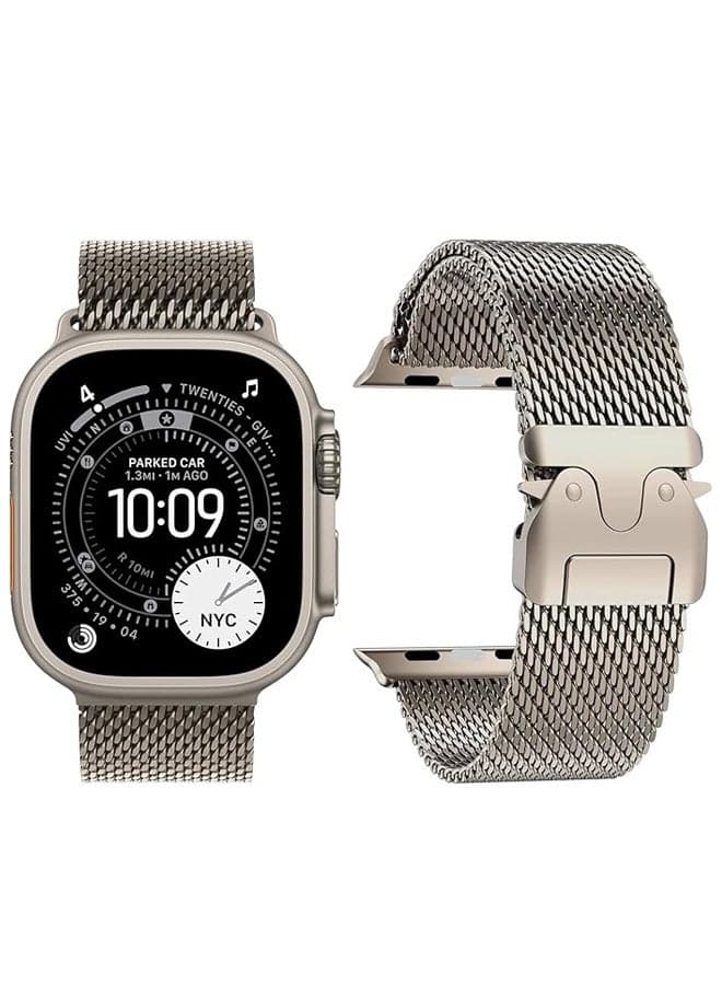 For 44 mm 45 mm Apple Watch Band for Men 42mm 44mm 46mm 38mm 45mm Series 7 40mm 41mm 49mm Women,Stainless Steel Parachute Buckle for iWatch Ultra 2 Series 10 9 8 7 6 SE 5 4 3 (Titanium)