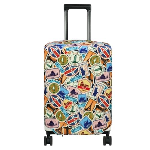 HYPER VENTURE Washable Luggage Cover - Fashion Suitcase Protector Fits 31-32 Inch Luggage (World Voyage, XL)