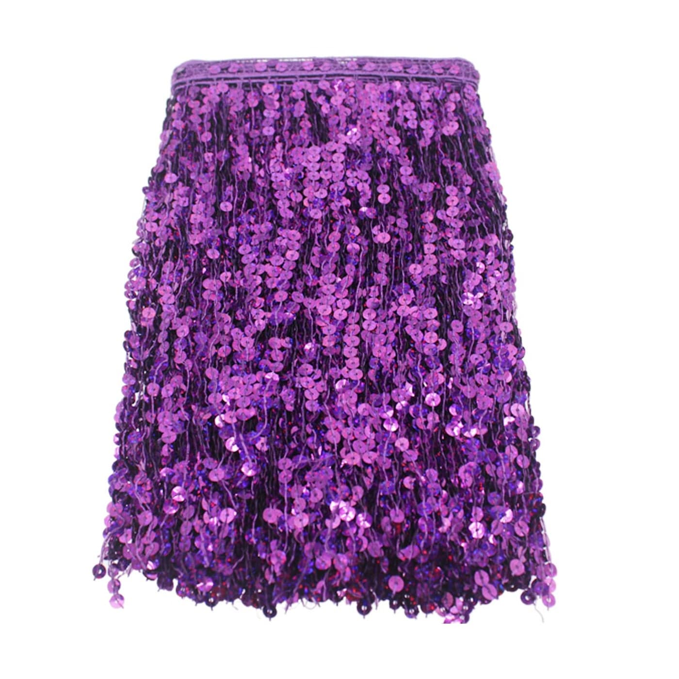 Yalulu 65 YardsLot 30CM Encryption Sequins Lace Tassel Fringe Trim for DIY Latin Dance Stage Costume Decor Purple