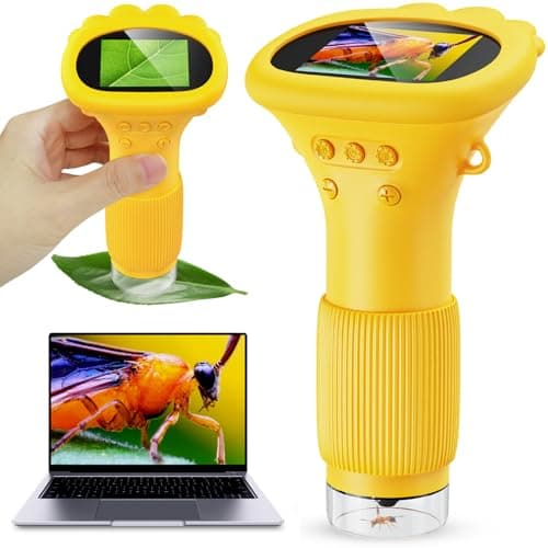 Kids Microscope Ashfly 1000X Portable Microscope for Kids Photo Video Miniscope Pocket Microscope Gifts 2 Digital Screen 2026 for Boys Girls Age 312