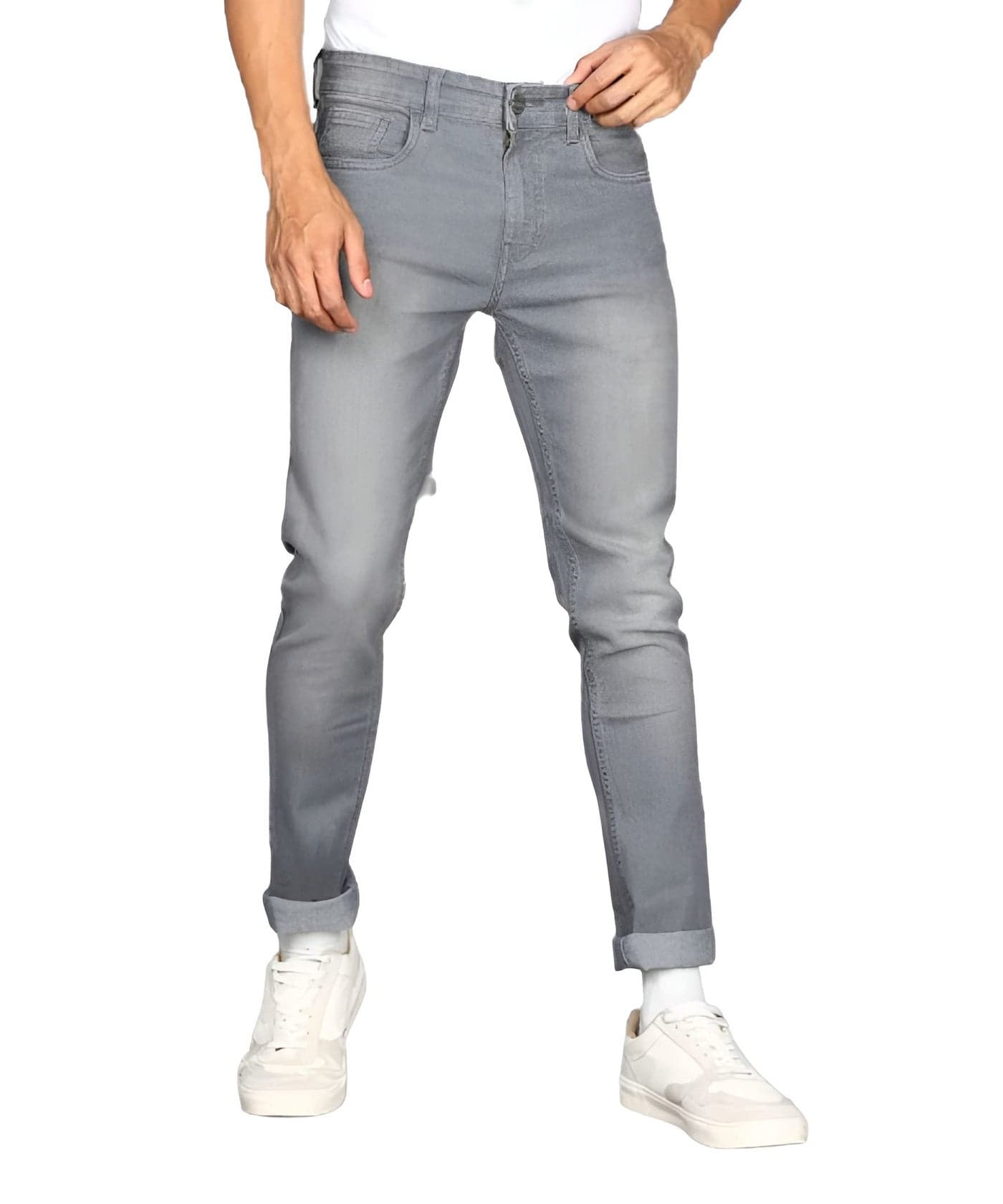 Ben Martin Men's Slim Fit Stretchable 32 Size Grey Cotton Denim Jeans Mid Rise Pant For Men, JJ3-11