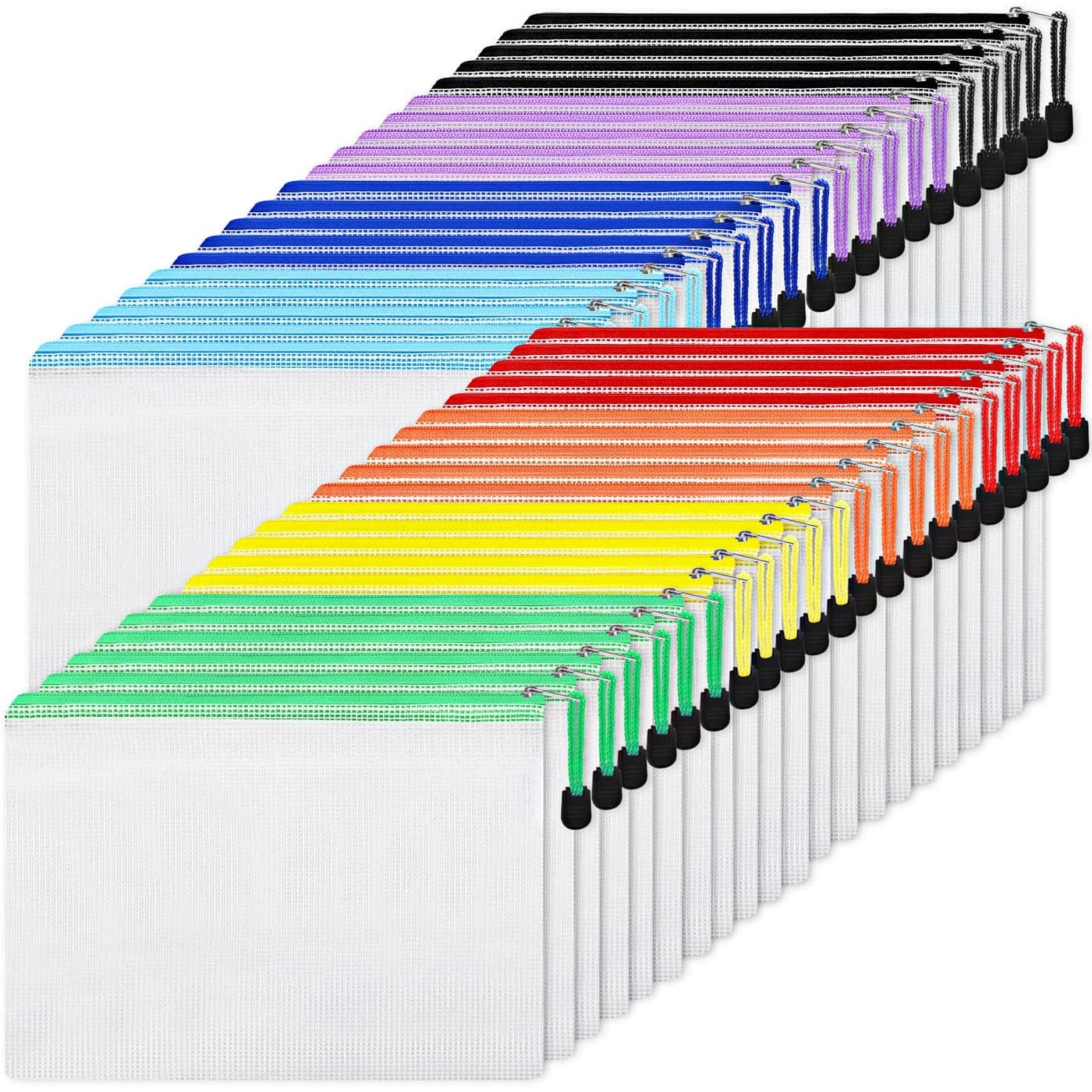 EOOUT 56pcs Mesh Zipper Pouch Zipper Bag Durable Pouches for Organization Puzzle Storage Letter Size A4 Size for Office Supplies