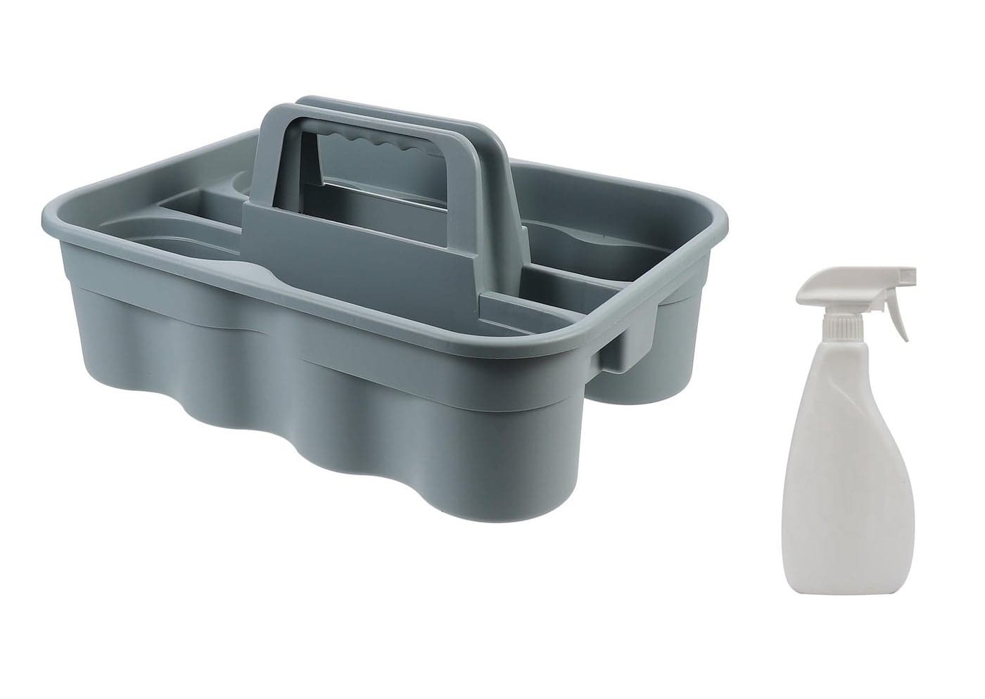 TARGET HYGIENE New Shape 2 Comaprtment Carry Basket Heavy Duty And Strong New Model 2-Compartment Industrial carry Basket - Grey Free with Spray Bottle - 750