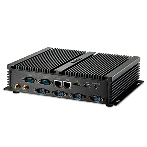 KINGDEL Fanless Mini Desktop Computer, Powerful Industrial PC with Core i7 CPU, 8GB RAM, 128GB SSD, 2xNICs, 2xHD Ports, 4xUSB 3.0, 6xCOM RS232, WiFi, Silent Working