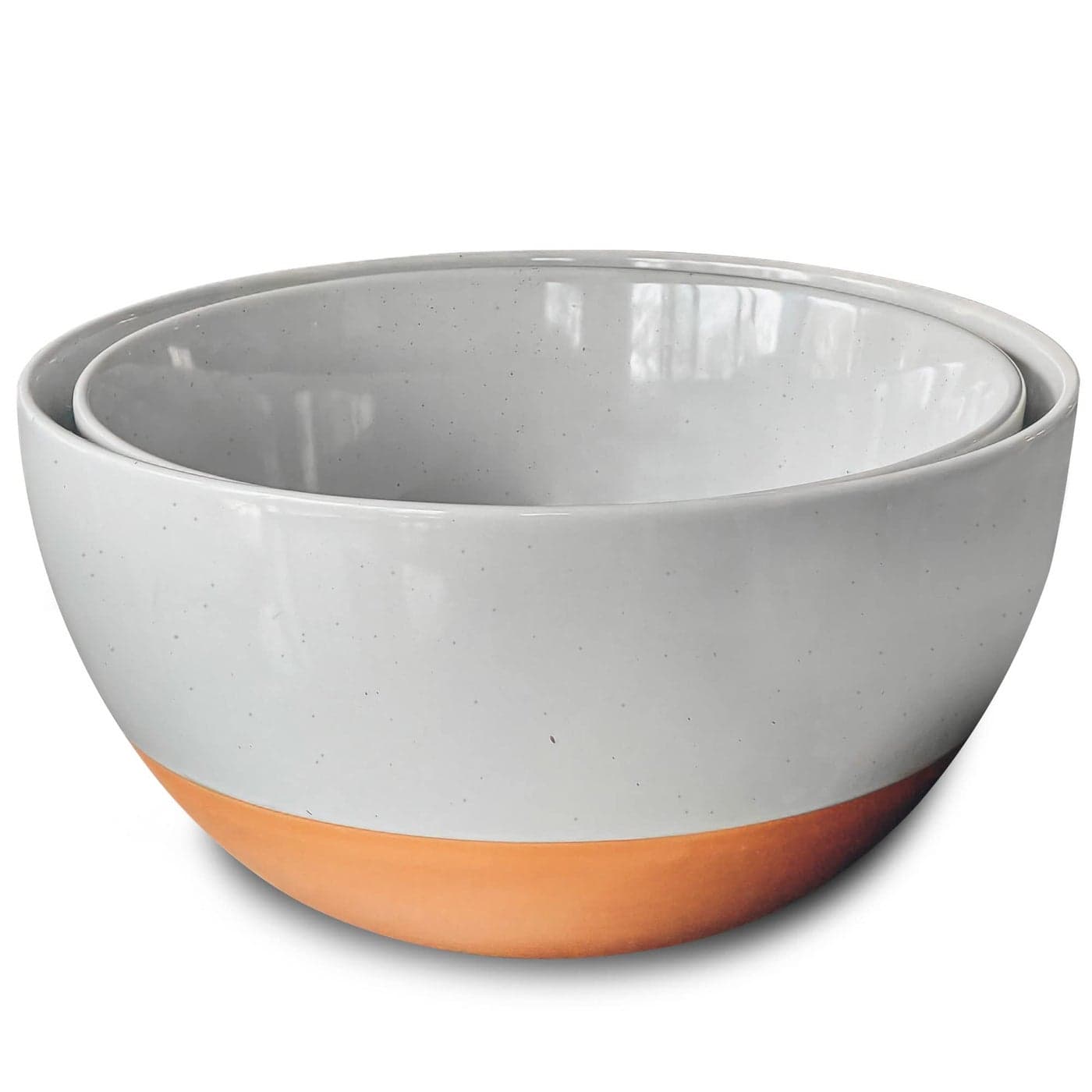 Mora Ceramic Large Mixing Bowls Set of 2 Nesting Bowls for Cooking Serving Popcorn Salad etc Microwavable Kitchen Stoneware Oven Microwave and Dishwasher Safe Extra Big 25 16 Qt Grey