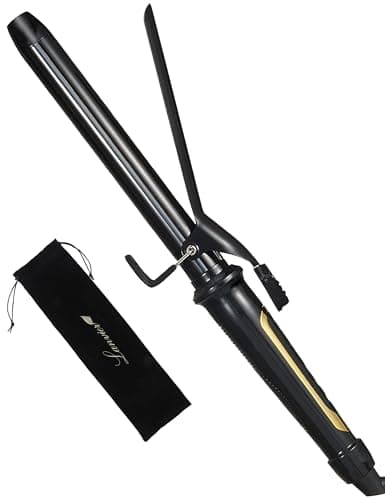 Lanvier 1 Inch Extra Long Hair Curling Iron with Ceramic Tourmaline Barrel, Professional Hair Curler up to 450°F with Dual Voltage for Worldwild Use, Hair Waving Style Tool for Girls&Women–Black