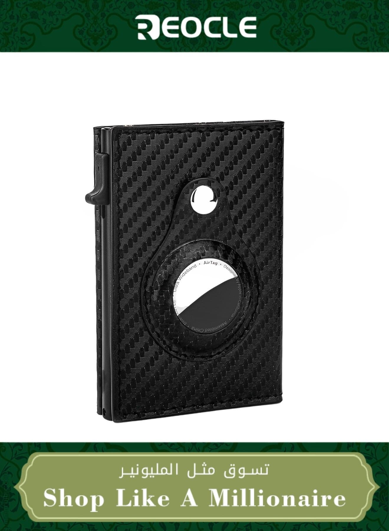 Credit Card Wallet Credit Card Holder RFID Wallet Minimalist Card Holder with AirTag Sleeve Anti-Lost Slim Leather AirTag Wallet