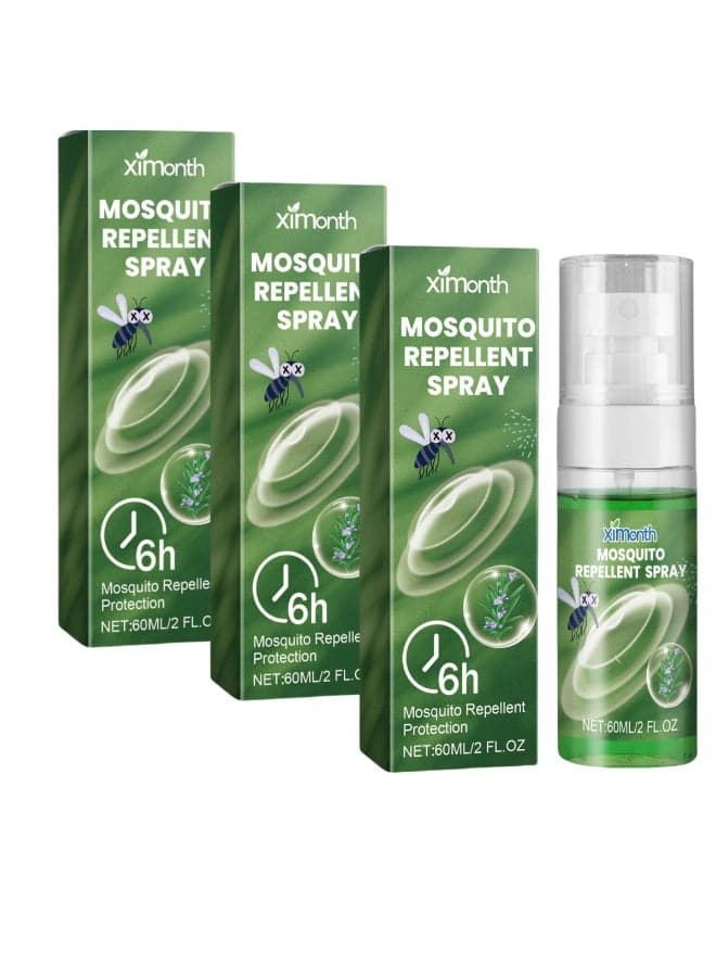 3-Pack Ximonth Anti-Bite Mosquito Repellent Spray, Portable Mosquito Repellent for Home, Camping, Outdoor Sports, and More, 60ml*3