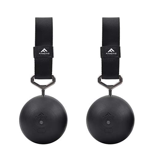 FITactic 4 Inches Rock Climbing Solid Training Cannonball Bomb Power Pull Up Ball Hold Grips for Straps for Finger, Forearm, Biceps, Back Muscles, Sports, Race (2 Balls, Black 4")