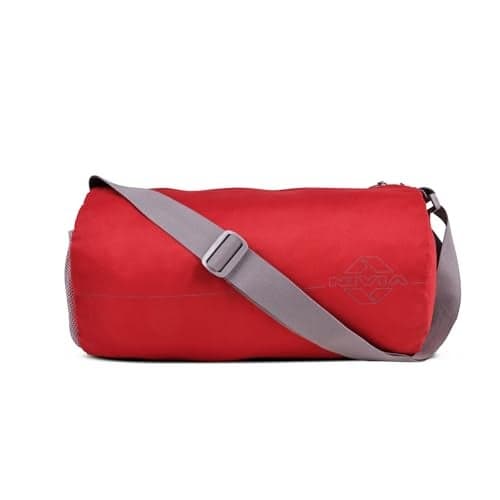 Nivia Basic Polyester Duffle Bag for Men & Women, Side Mesh Pocket, Workout & Training Bag, Suitable for Gym, Fitness, Sports & Travel with Adjustable Shoulder Strap (Red/Grey), Capacity-11L