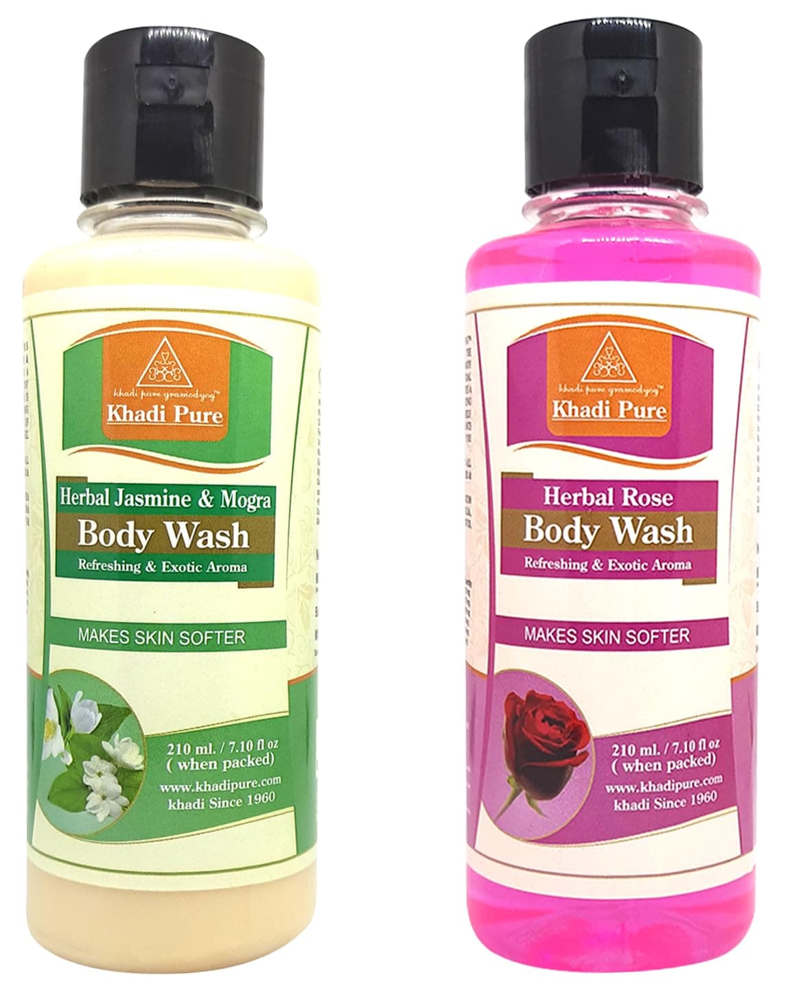 Khadi Pure Jasmine Mogra and Rose Body Wash Combo 420 ml Pack of 2