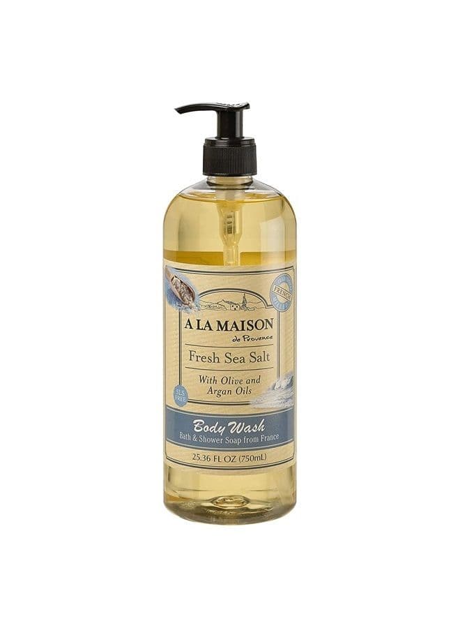 Fresh Sea Salt Hydrating Body Wash - Triple French Milled Natural Shower Gel Body Wash for Women and Men (25.36 oz Bottle)