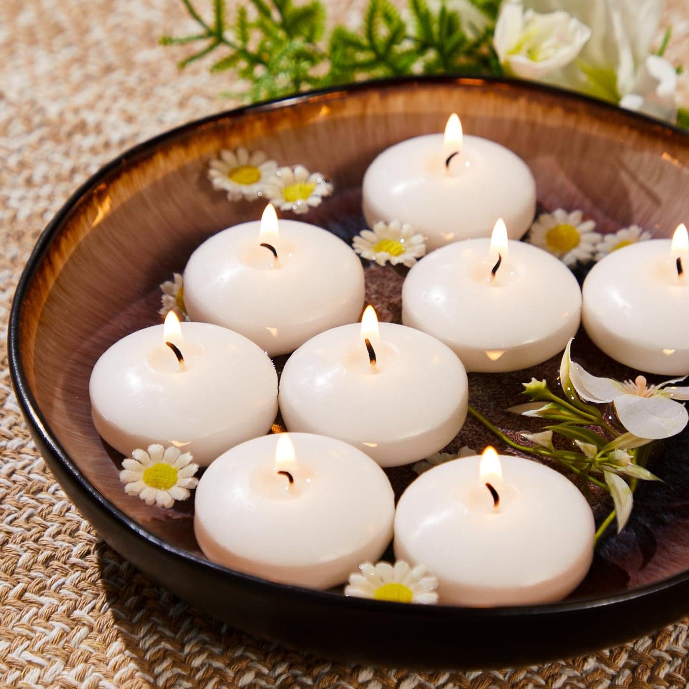 Ashlux White Floating Candles 2 inch 24 Pack Floating Candles 56 Hours Long Burning Unscented Floating Candle for Centerpieces Wedding Christmas Lights Romantic Night for HerHim Set