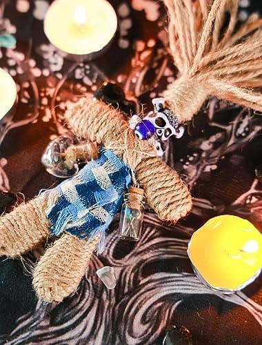 Nosadi Voodoo Doll Real Handmade Creepy Dolls Set Horror Voodoo Supplies Skull Witches Poppet for Halloween Birthday Christmas Party Gift Decoration