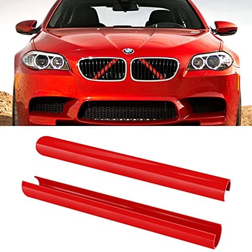Jaronx Compatible with BMW Grill Inserts for 2 5 6 7 X1 X2 Series,F10 F11 F45 F12 F13 F01 F02 F48, Compatible with BMW V Brace Wrap Covers Blue Grill Stripes Front Insert Trims Stripes (Red)