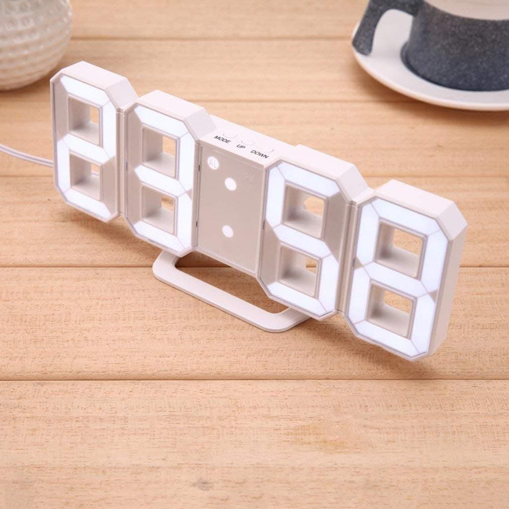 Kyraton 3D LED Digital Wall Clock for Home TableWall Hanging AutoAdjustable Brightness Easy to Read at NightPlastic