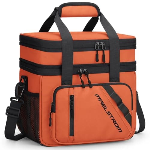 Maelstrom Lunch Box 20L Insulated Lunch Bag for Men Women Expandable Double Deck Leakproof Cooler Bag with 6 Pockets Reusable Lunch Tote Bag for Work Picnic Travel Orange