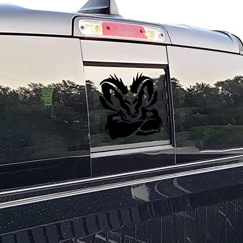GODTERA Designs Rear Back Middle Window Vinyl Decal Compatible with 1500 2500 3500 Black