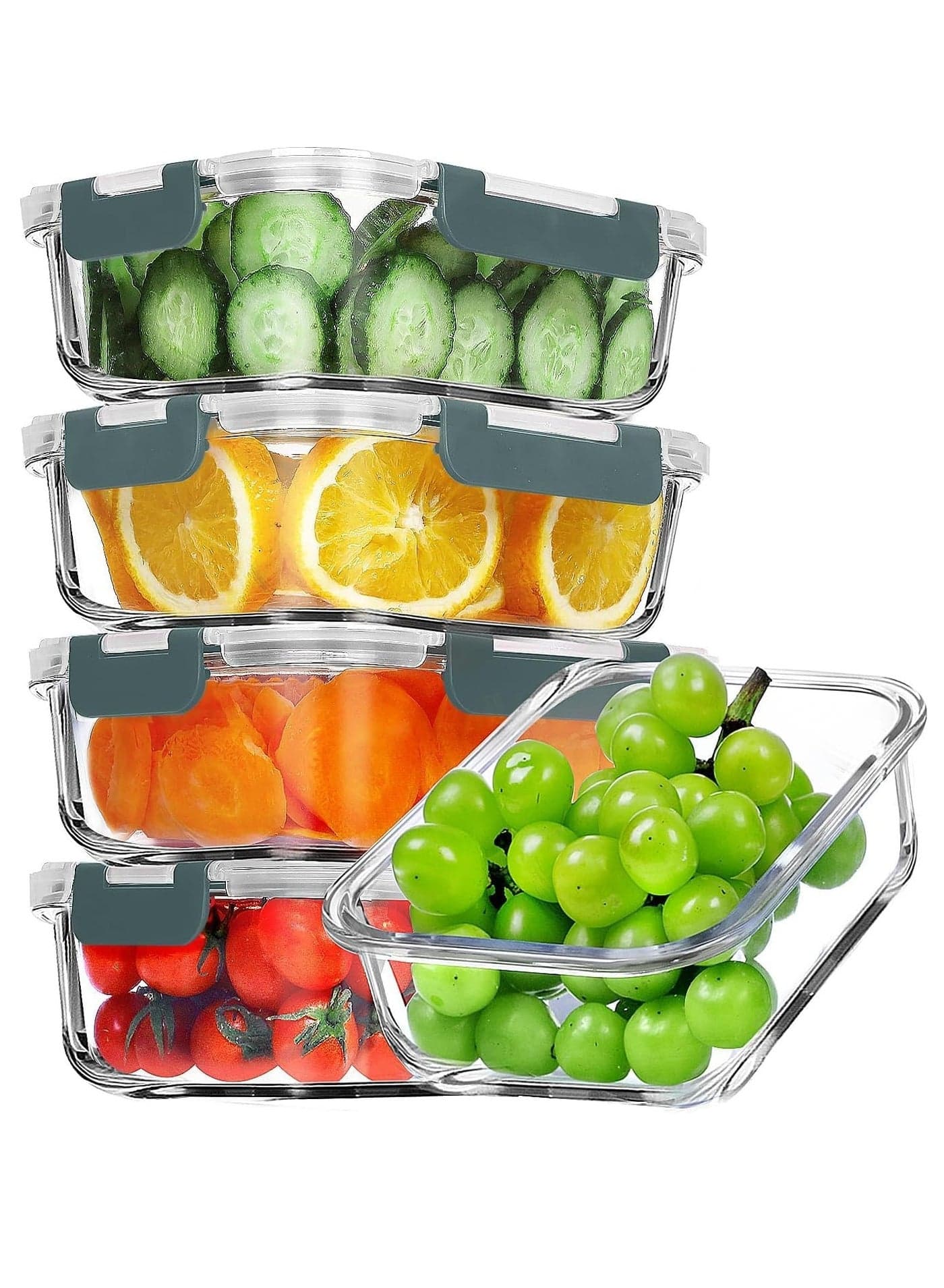 4-Pack Meal Prep Container Set,1000ml Glass Food Storage Containers, Airtight Glass Container with Leak-Proof Lids, BPA-Free, Perfect for Kitchen Storage, Microwave,Freezer & Dishwasher