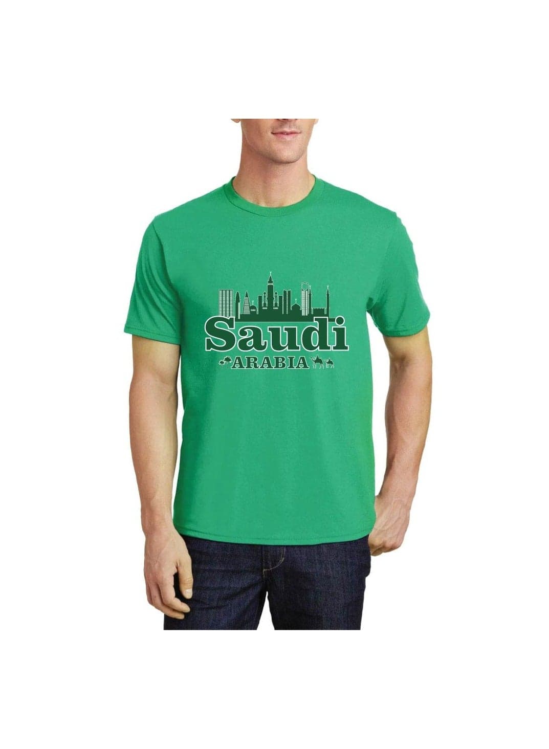Saudi Arabia National Day Men's T-Shirt – Short Sleeve Round Neck Soft Cotton Tshirt - Perfect For Celebrating Saudi National Day, Events — XXL