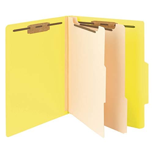 Smead Classification File Folder, 2 Dividers, 2" Expansion, 2/5-Cut Tab, Letter Size, Yellow, 10 per Box (14004)