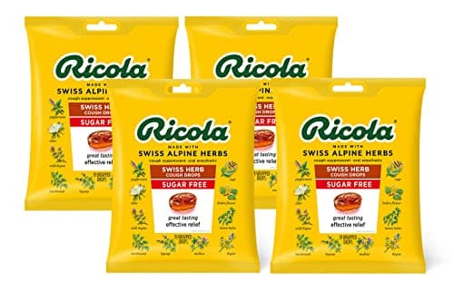 Ricola Sugar Free Swiss Herb Herbal Cough Suppressant Throat Drops Naturally Soothing LongLasting Relief 19 Count Pack of 4 Bags