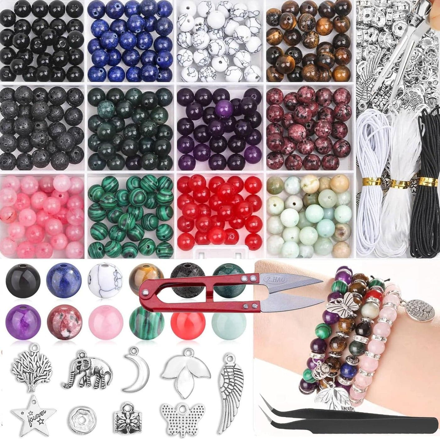 DIY Crafts Lobster Clasps and Rest Open Jump Rings Set Lobster Claw Clasps for Jewelry Making and Bracelets (50x Lobster Every 100 Grm) (200 Grm, Silver & Gold)