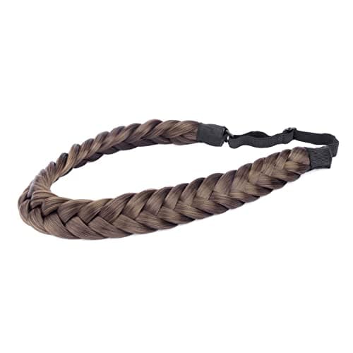Gledola Two Strand Synthetic Hair Headband Hair Braid Natural Looking Headband for Women (Dark Brown)