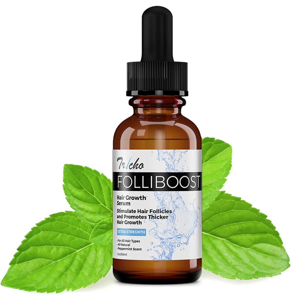 Tricho Labs Folliboost Hair Growth Serum NaturalBased Formula with Biotin AnaGain Baicapil Peppermint Oil for Thick Full Hair Helps Fight the Signs of Hair Loss Made in the USA 2oz