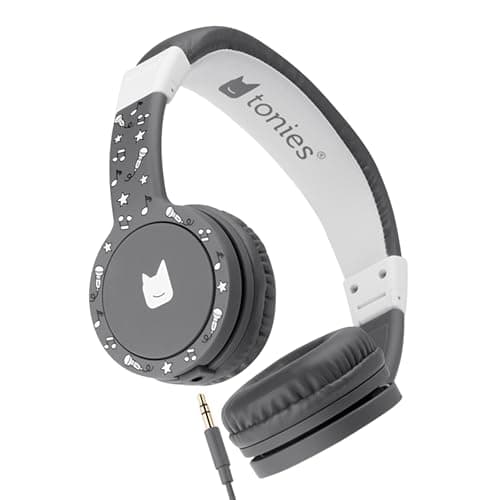 Tonies Foldable Wired Headphones for Kids - Comfortably Designed to fit On-Ear - Works with Toniebox 1 and All 3.5mm Devices - Gray
