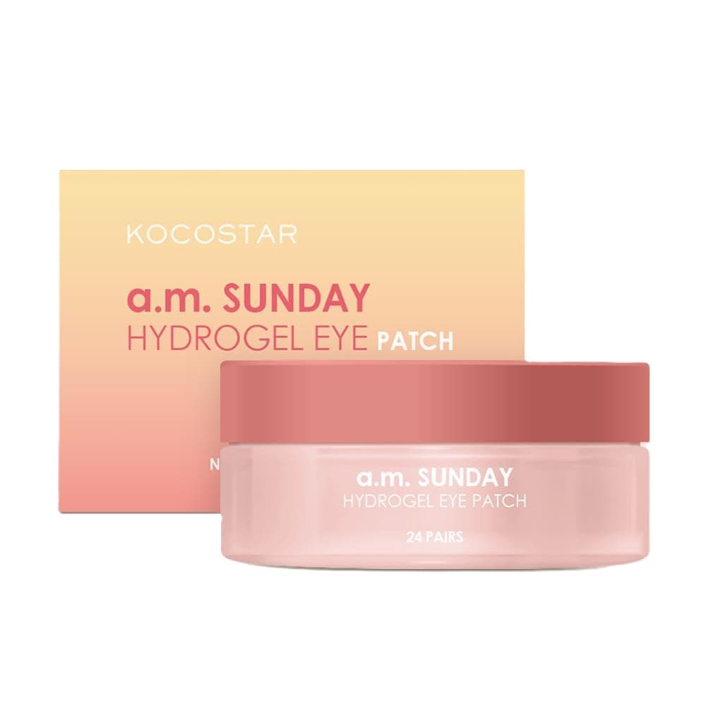 KOCOSTAR a.m Sunday Hydrogel Under Eye Patches with Norwegian Collagen, Hydrating & Nourishing, Reduces Dark Circles and Dry Skin, Korean Skincare (24 pairs/ 48 patches)