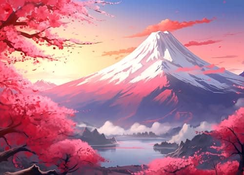 1000 Piece Puzzle for Adults Iceberg Sakura Jigsaw Puzzles 1000 Pieces Cherry Blossom Puzzles for Adults 1000 Pieces Mount Fuji Oil Painting Pieces Jigsaw Puzzles for Teens Seniors Brain Teaser