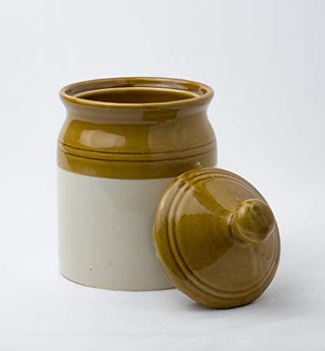 SHRIYAM CRAFT Ceramic Jars Table Pickle Jar Ceramic Jars Containers For Storage Hand Painted Ceramic Barni For Dining Table 200 Round 1 Thcjars200Ml Pack Of 1 Brown