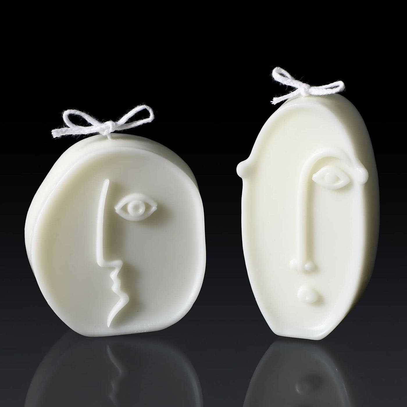 Roowest 2 Pcs Shaped Candles Cool Candles Aesthetic Weird Face Geometric White Decorative Sculpture Scented Soy Wax Fun Modern Trendy for Bedroom Bathroom Shelf DecorCute Style
