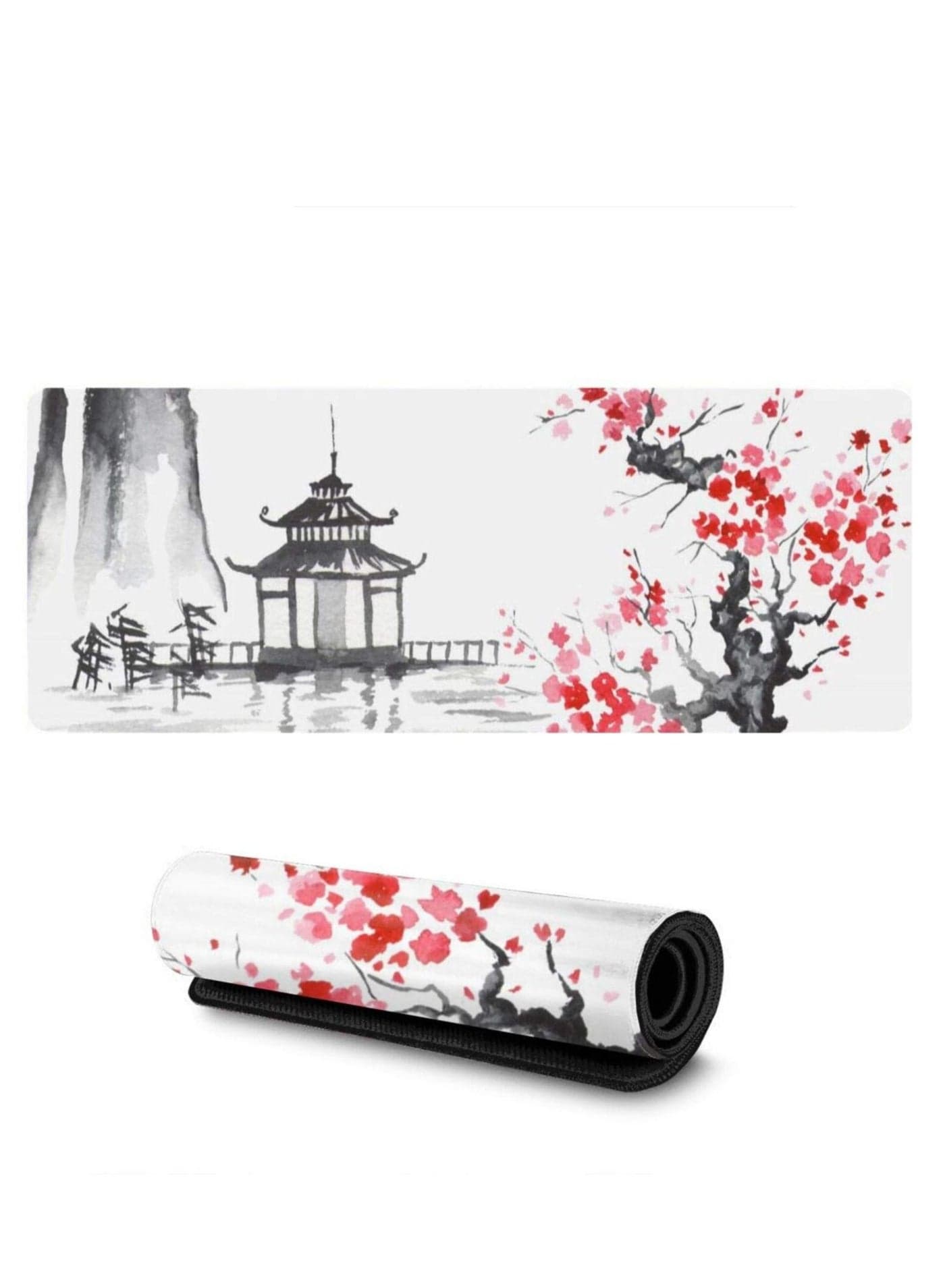 Art Gaming Mouse Pad, Pad Cherry Blossom, Stitched Edges Mousepad, Extended Large Mat Desk Long Non-Slip Rubber Base Mice (31.5 x 11.8 inches)