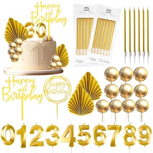 Gold Birthday Candles Tyotrbs Happy Birthday Candle For Cake birthday candles Numbers Birthday Candles DIY Cake Decor for Men Women Wedding Anniversary