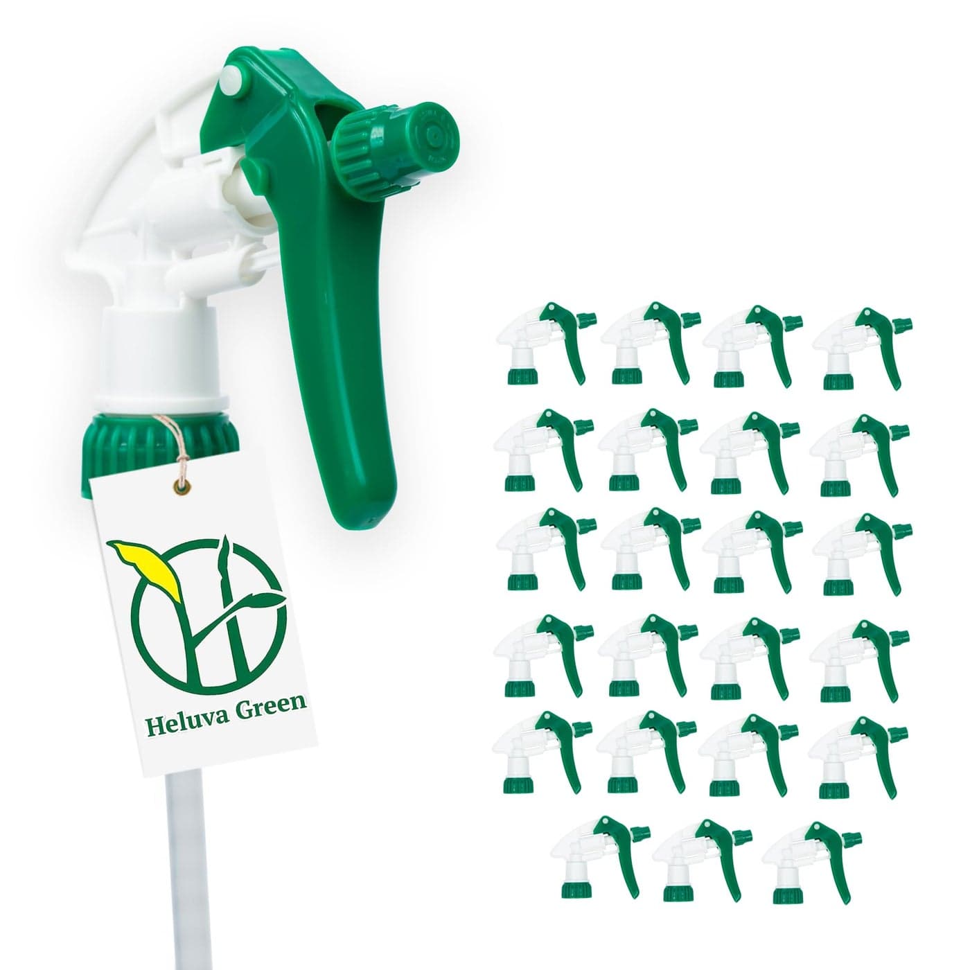 Heluva Green Spray Bottle Nozzle Replacement Bottle Tops Only Sprayer Nozzle Triggers for Heavy Duty Commercial Home Cleaning Solutions Fits 8162432 oz Plastic Glass Bottles Green 24 pack