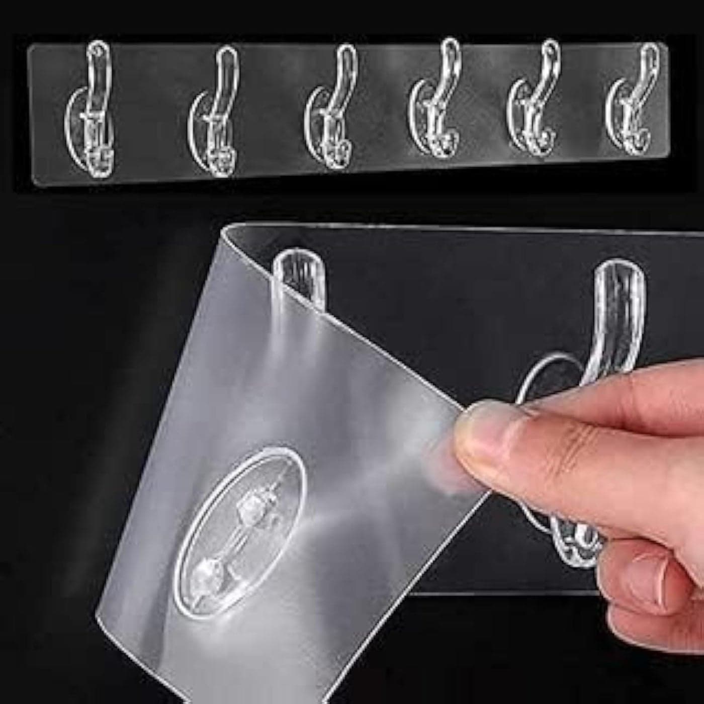 Khedu Feb Wall Hooks Hanger for Hanging Clothes Strong Self Adhesive Magic Sticker Home Kitchen Bedroom Door Organizers Accessories Items TRANSPARENT6HOOKHANGER