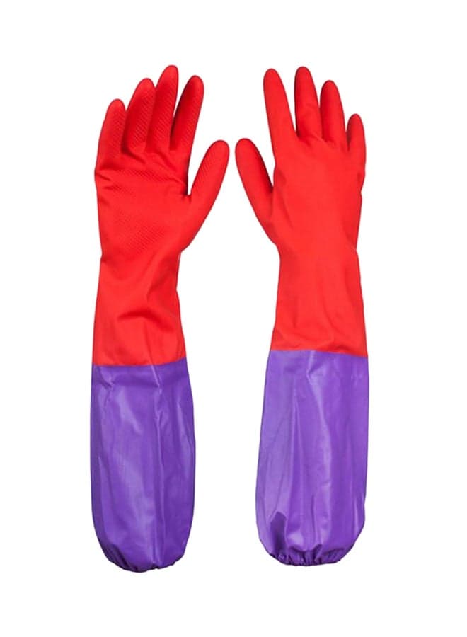 Waterproof Long Sleeves Latex Gloves Purple/Red 50centimeter