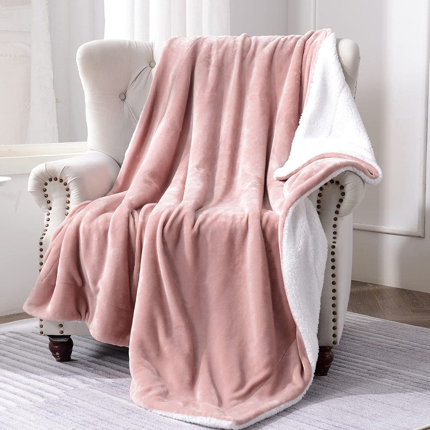 SOCHOW Sherpa Fleece Throw Blanket DoubleSided Super Soft Luxurious Plush Blanket Throw Size Dusty Pink 50x60 inches