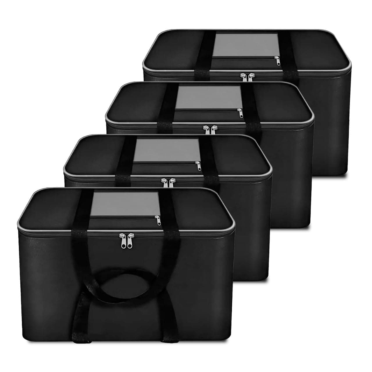 Kienlix Moisture Proof Nylon Underbed Storage Bag 54 x 46 x 28 cm Black Rectangular Black Grey Pack Of 4