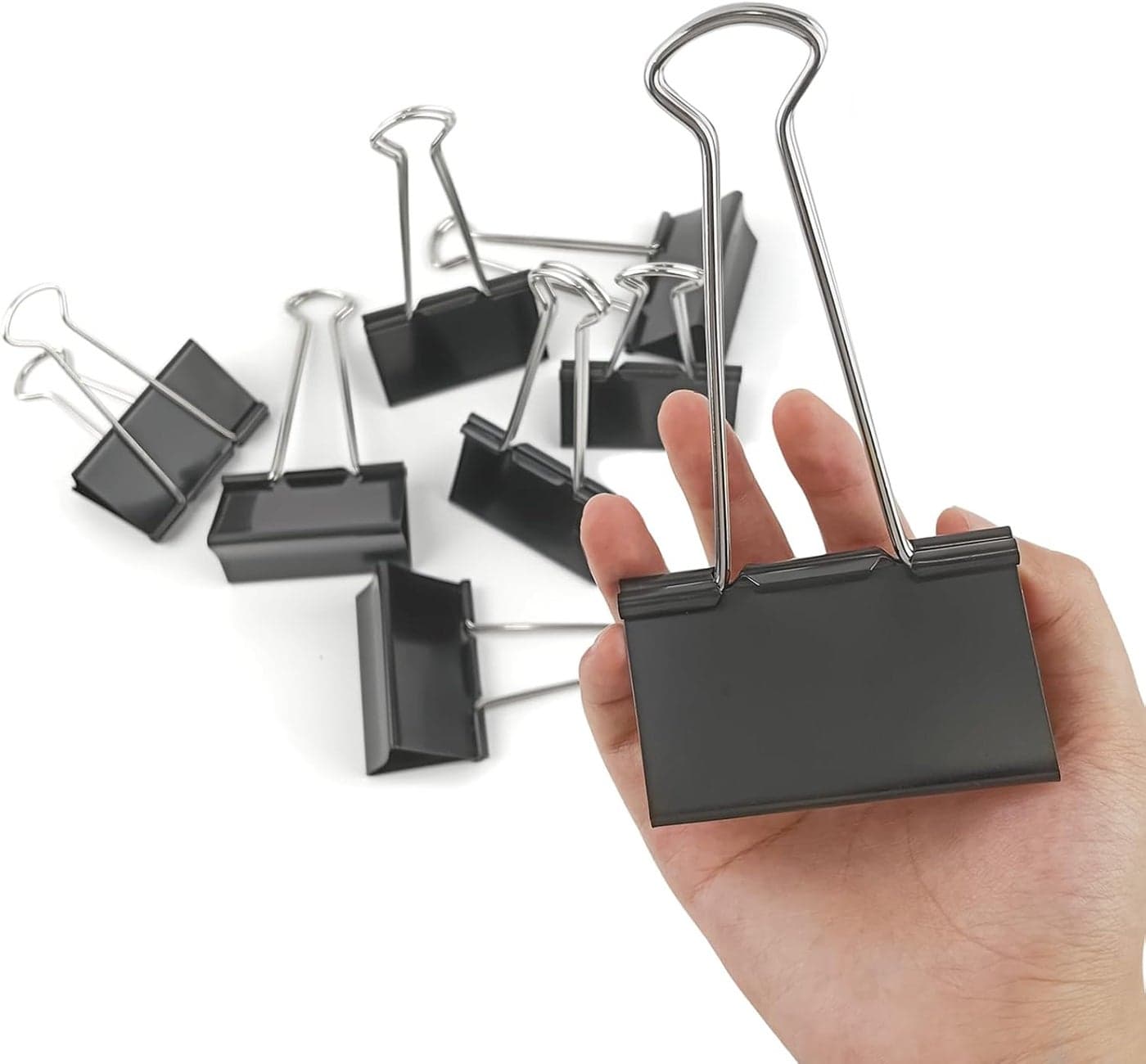 3Inch ExtraLarge DSTELIN Binder Clips HeavyDuty Black Paper Clamps 75mm Width 8Count Set for Office Organization