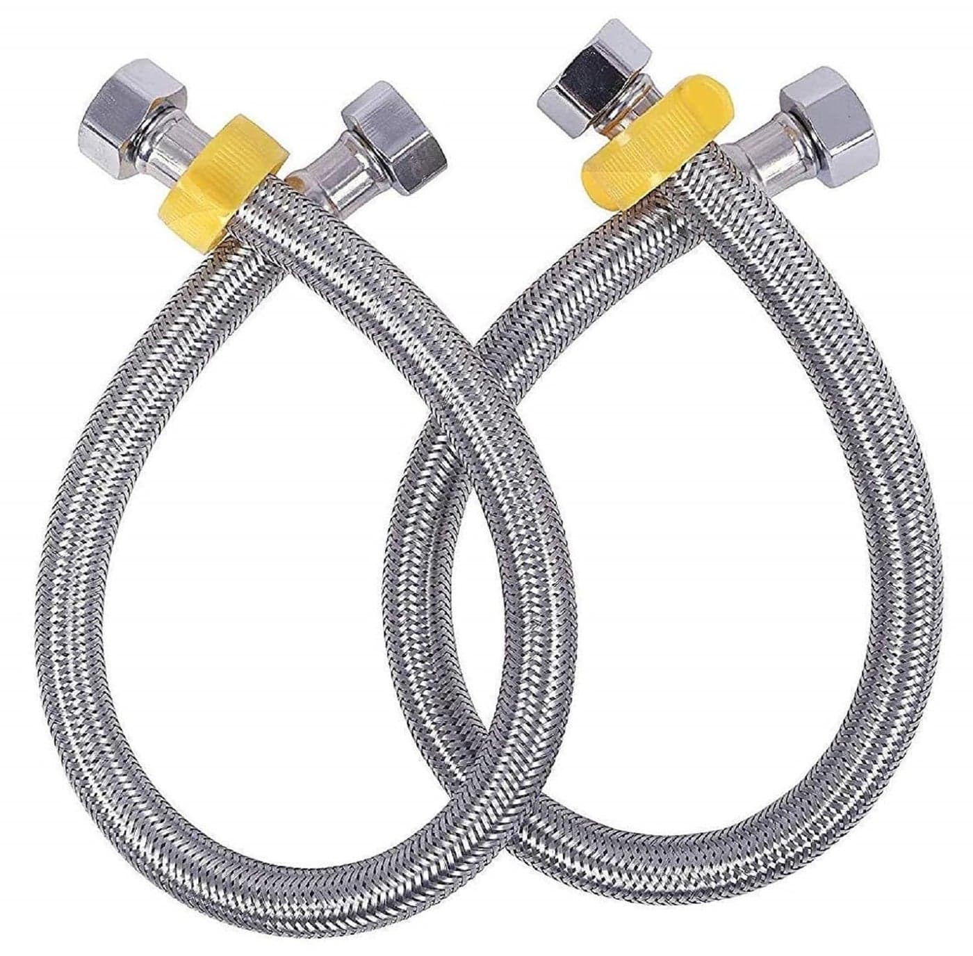 JAGGER CP2256 18 INCH Stainless Steel 304 Grade Connection Pipe For Geyser Wash Basin Toilet Seat Flush 304 SS Finish SS Wired Thread Size Width 12inch PACK OF 2 24 INCH