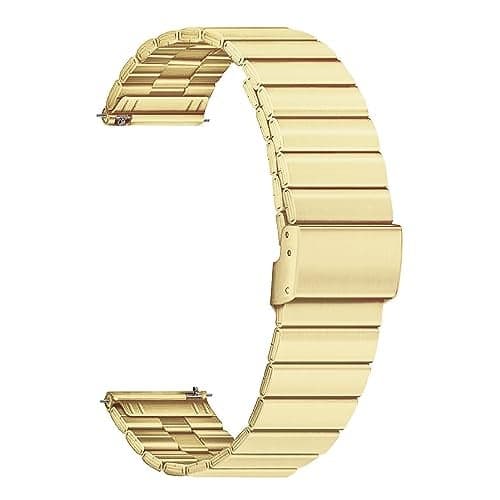 ACM Watch Strap Stainless Steel Metal 20mm compatible with Titan Smart 2 Smartwatch Adjustable Belt Band Champagne Gold