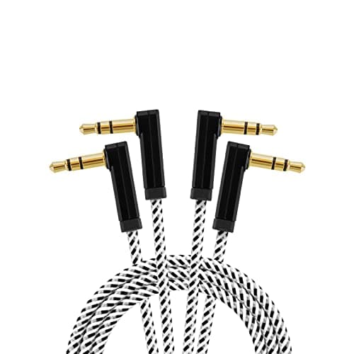 CableCreation 2-Pack 3.5mm Audio Cable 1.5FT/0.45M, 90 Degree 3.5mm Male to Male Auxiliary Aux Cable for Phones, Tablets, Headphones, MP3 Player, Laptops, Smart Phones, Car/Home Stereo